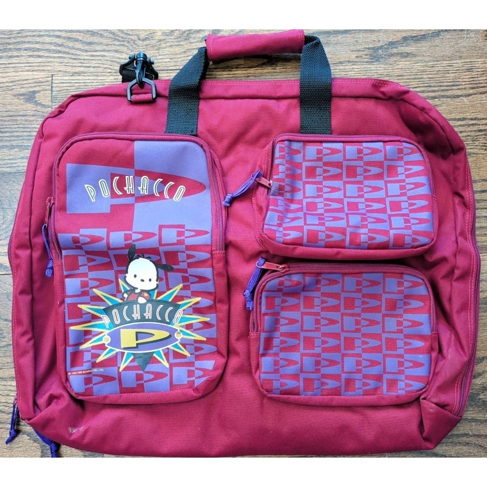 Vintage 90s Sanrio Pochacco Garment Bag 21x18 Y2K Travel Luggage